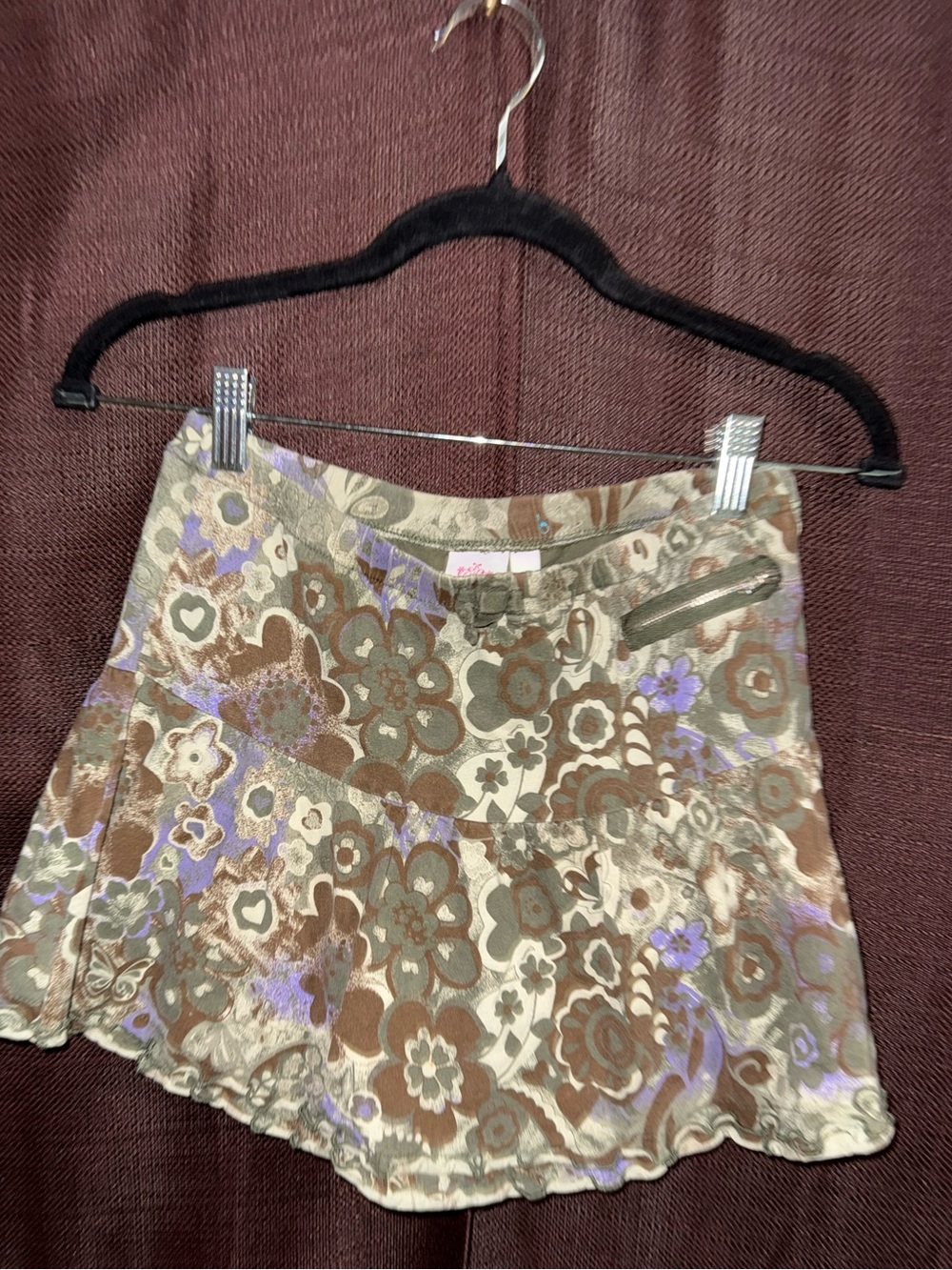 The Children's Place Olive Green and Brown Floral Drawstring Skirt